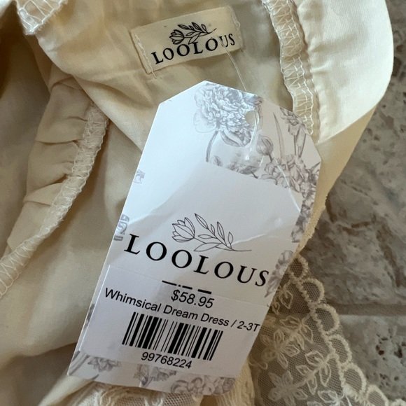 House of Loolous NWT Whimsical Dream Long Sleeve Toddler Dress, Ivory Lace, 2-3T - Picture 10 of 11